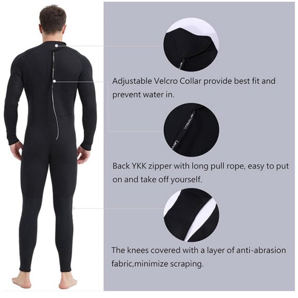 Lemorecn Men's Wetsuit 3/2mm and 5/4mm Wetsuits Black S